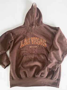 Las Vegas Hoodie Mens XL Brown Graphic Pullover Gift for Streetwear